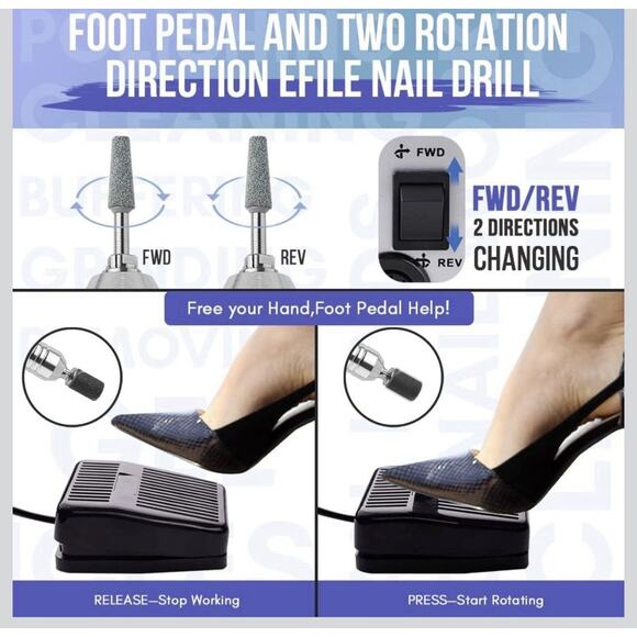 Makartt Nail Drill Electric Nail File JD700 Nail Drills for Acrylic Nails Pro - Picture 4 of 10